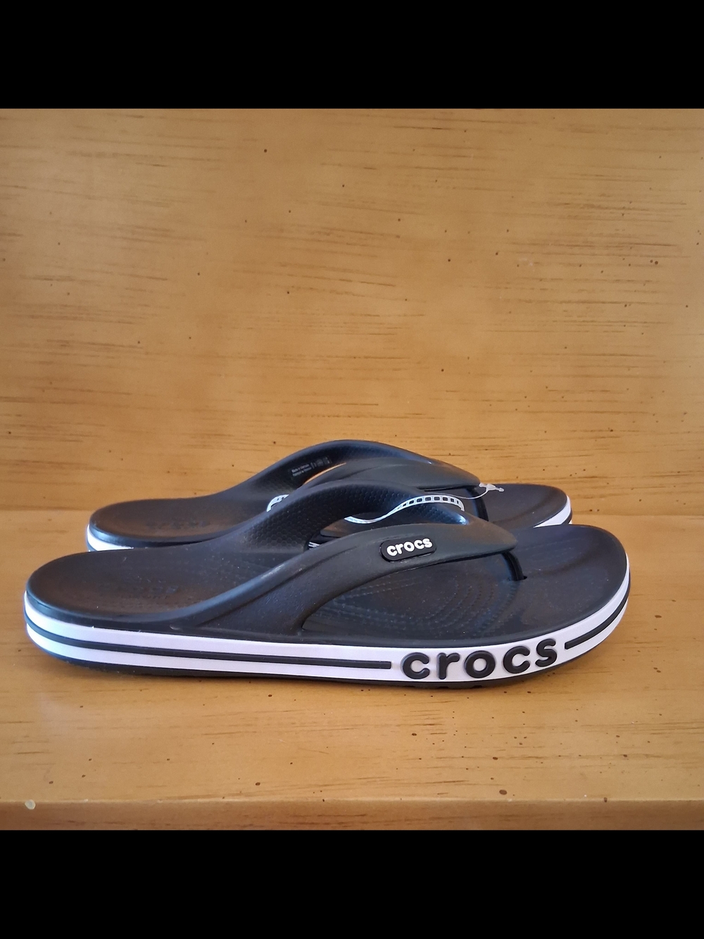 Crocs Black & White Flip Flops
